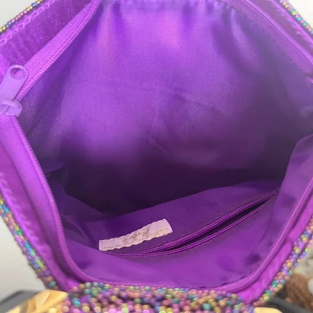 Alyce purple beaded purse with